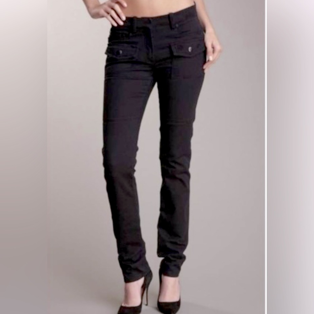 NWT ROBERT RODRIGUEZ BLACK DISTRESSED STRETCH DENIM LOW RISE SKINNY JEAN…